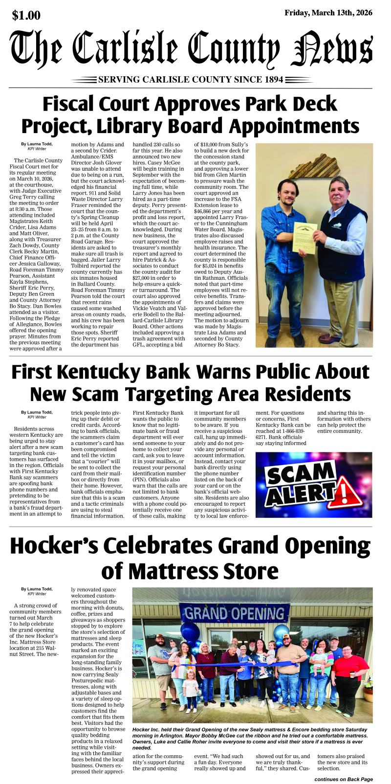 Carlisle County News 3-13-26