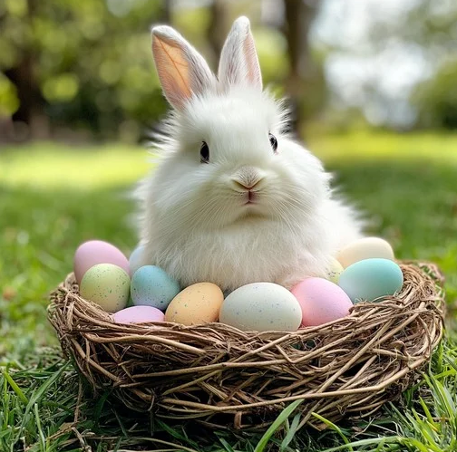 Rabbits and Easter eggs